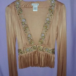 🌸LaROK embroidered trim peach cardigan